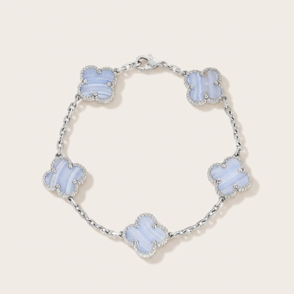 Vintage 5 Motifs Chalcedony Clover Bracelet