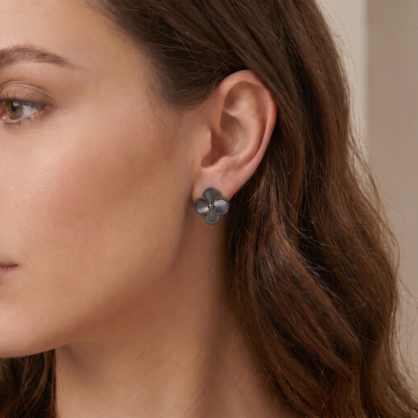 Vintage Black Guilloche Earrings