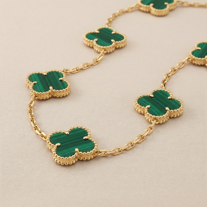 Vintage Alhambra Malachite 10 Motifs Necklace