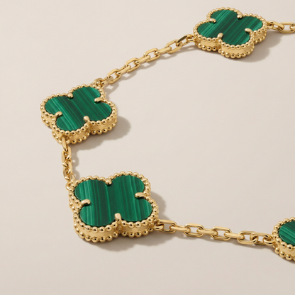 Vintage Alhambra Malachite 10 Motifs Necklace