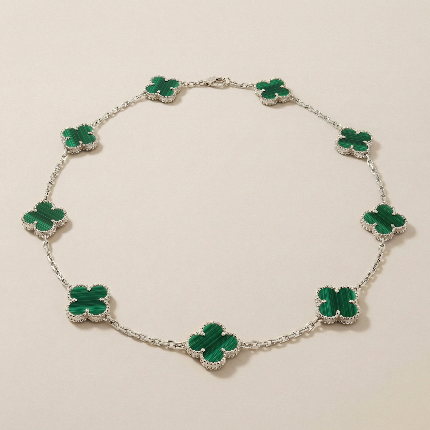 Vintage Alhambra Malachite 10 Motifs Necklace