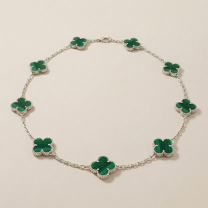 Vintage Alhambra Malachite 10 Motifs Necklace