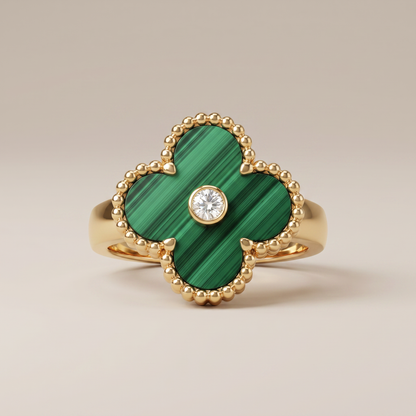 Vintage Alhambra Malachite Ring