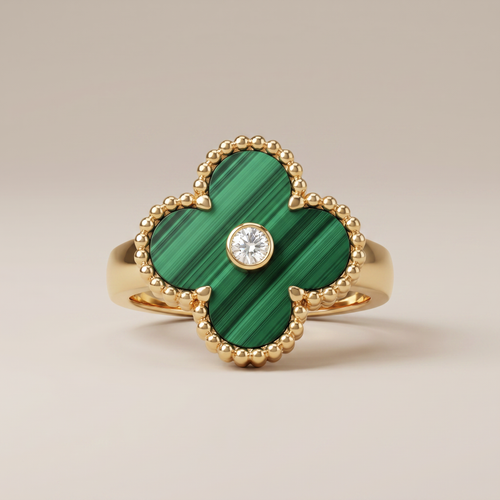 Vintage Alhambra Malachite Ring