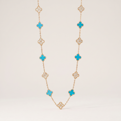 Vintage Alhambra Turquoise 20 Motifs Long Necklace